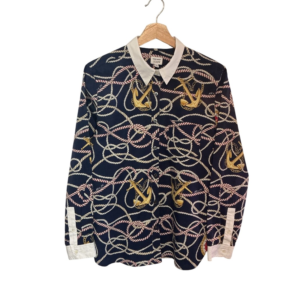 Marie Marot X J.Crew Size 10 Shirt in Ratti Ropes Print Preppy Nautical